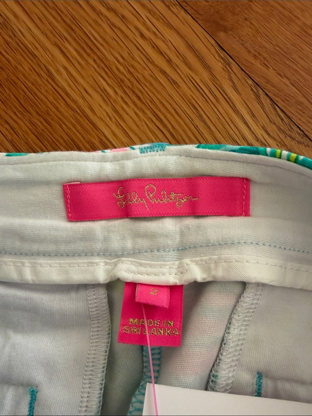Lilly Pulitzer Teal & Pink Tropical Print Bermuda Shorts - Picture 3 of 5
